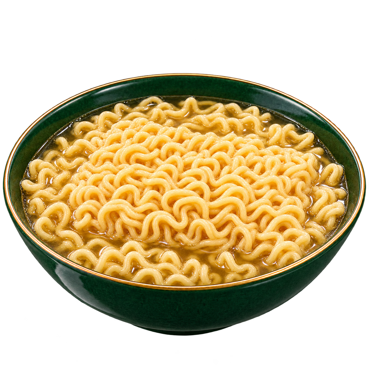 Golden noodles softening in hot water