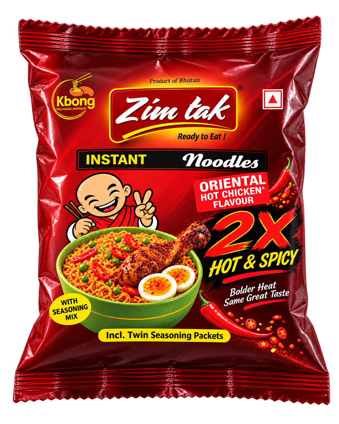 Zimtak Oriental Hot Chicken 2X Hot and Spicy noodle packet